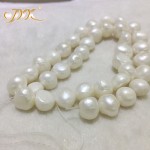 JYX Baroque Loose Pearl Jewelry Wholesale 8-11mm White Real Cultured Freshwater Pearl String 15