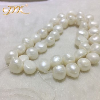 JYX Baroque Loose Pearl Jewelry Wholesale 8-11mm White Real Cultured Freshwater Pearl String 15