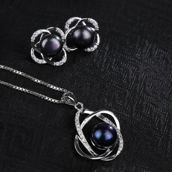 NYMPH Pearl Jewelry Sets Natural FreshWater Pearl Necklace Pendant Earrings Fine Trendy Wedding Party Gift Women RoseT202-H