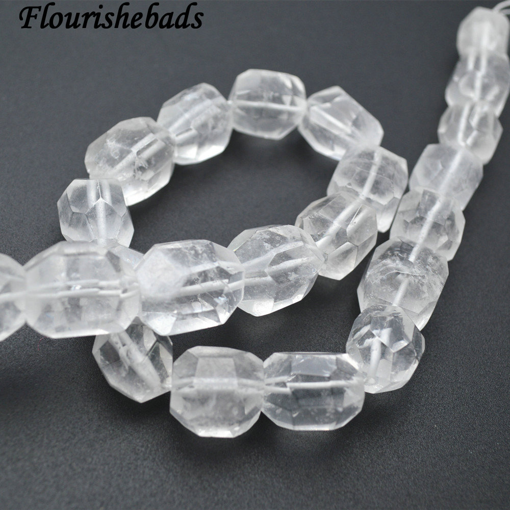 Natural Clear Crystal Quartz Surface Cutting Big Nugget 13x18mm Irregular Tube Stone Loose Beads