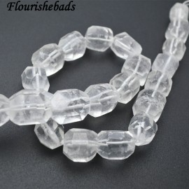Natural Clear Crystal Quartz Surface Cutting Big Nugget 13x18mm Irregular Tube Stone Loose Beads