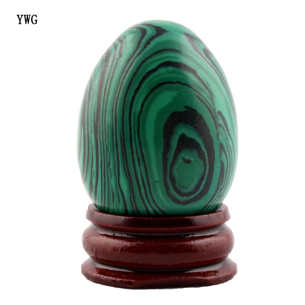 30*40mm Malachite Natural Carnelian Stone Carved Crafts Eggs With Wood Stand Decoration Chakra Healing Reiki Beads Free Pouch
