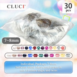 CLUCI 30pcs 7-8mm akoya pearl with oysters mix 13 colors Single and Twins pearls oysters surprising party akoya pearls
