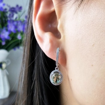 TBJ, New elegant drop clasp earring with natural green amethyst 4ct gemstone for women daily party wear in 925 silver as gift