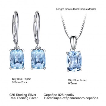 UMCHO 925 Sterling Silver Jewelry Created Sky Blue Topaz Earrings Necklace Elegant Wedding Gifts For Women Fine Jewelry Sets