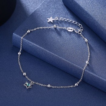 LEKANI Crystals From SWAROVSKI Beads Chain Anklets For Women 2018 Fashion Boho Handmade Sandal Bracelet Foot S925 Silver Jewelry