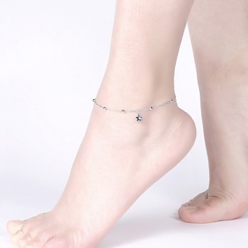 LEKANI Crystals From SWAROVSKI Beads Chain Anklets For Women 2018 Fashion Boho Handmade Sandal Bracelet Foot S925 Silver Jewelry