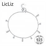 LicLiz Real 925 Sterling Silver Jingle Bell Anklet Link Chain Foot Bracelet Charms Ball Ankle Stretch Bracelets Women LA0005