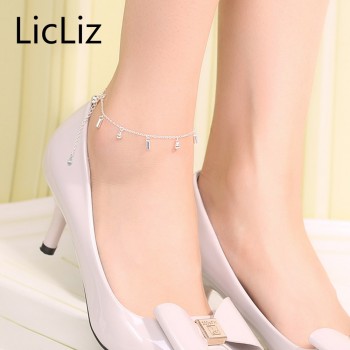LicLiz Real 925 Sterling Silver Jingle Bell Anklet Link Chain Foot Bracelet Charms Ball Ankle Stretch Bracelets Women LA0005