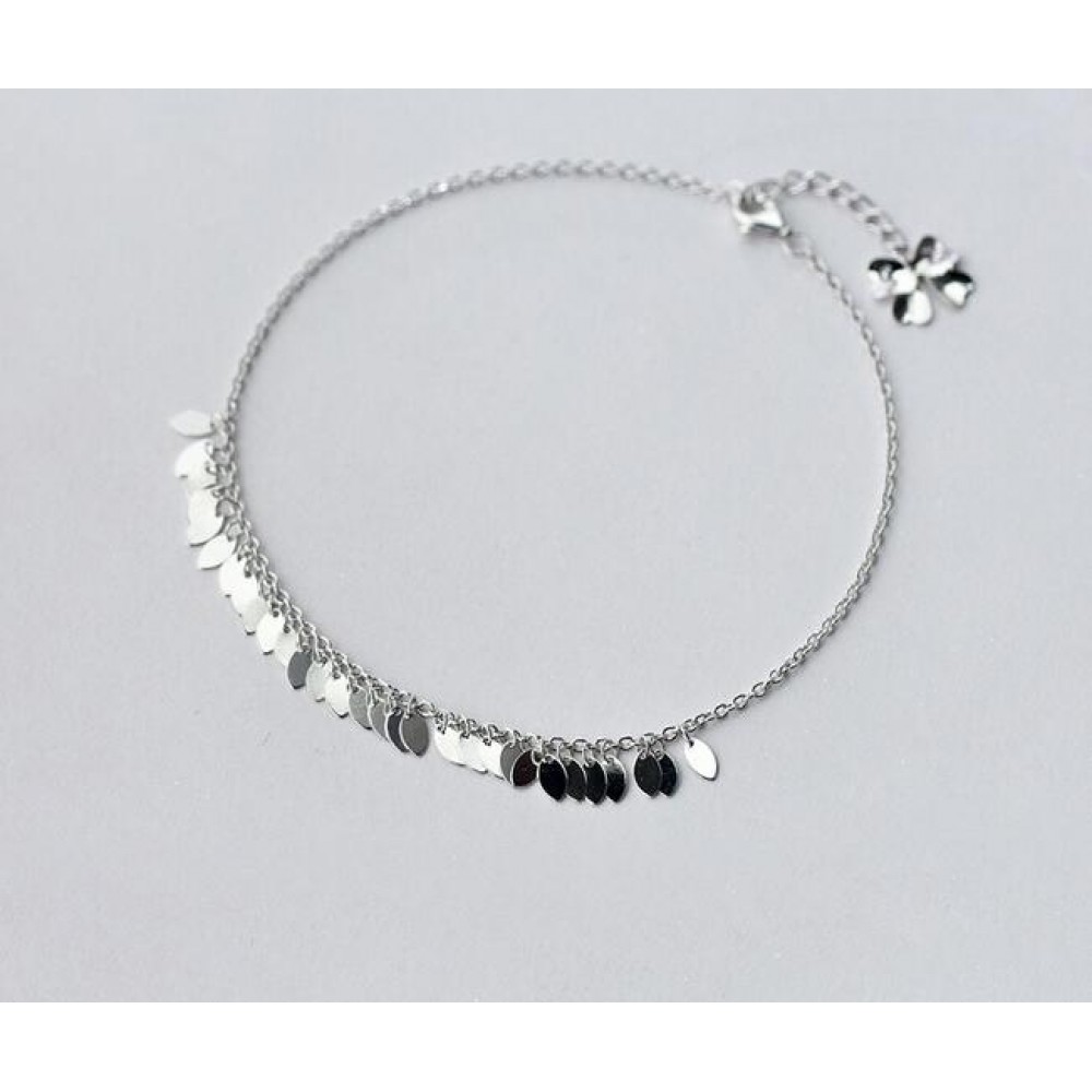 Bohi womens Wholesale Authentic 925 Sterling Silver Oval Leaf /Waterdrop Anklet Bracelet Fine jewelry S362