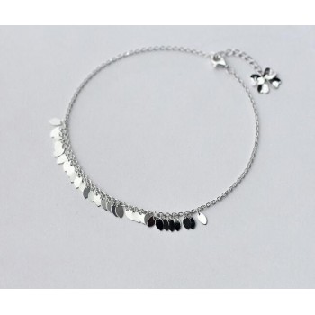 Bohi womens Wholesale Authentic 925 Sterling Silver Oval Leaf /Waterdrop Anklet Bracelet Fine jewelry S362