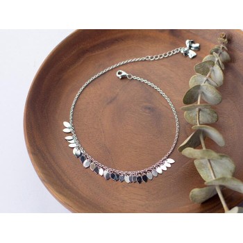 Bohi womens Wholesale Authentic 925 Sterling Silver Oval Leaf /Waterdrop Anklet Bracelet Fine jewelry S362
