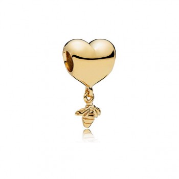 FAHMI 100% 925 Sterling Silver 1:1 Charm 18K Gold Bee Honeycomb Honey Temperament Sunshine Beaded Pendant Heart Shaped Women