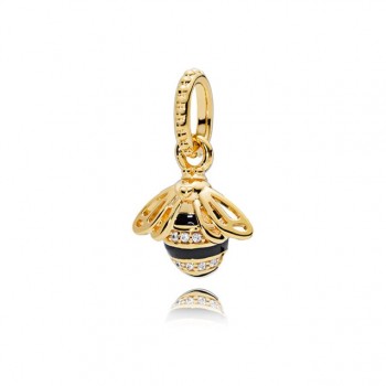 FAHMI 100% 925 Sterling Silver 1:1 Charm 18K Gold Bee Honeycomb Honey Temperament Sunshine Beaded Pendant Heart Shaped Women