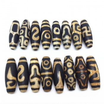 AAA Grade Old Tibet Beads 10mm*30mm Bracelet Beads Powerful Amulet Tibetan Dzi Beads DIY Jewelry  Natural Stone
