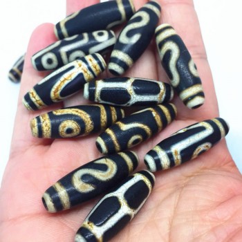 AAA Grade Old Tibet Beads 10mm*30mm Bracelet Beads Powerful Amulet Tibetan Dzi Beads DIY Jewelry  Natural Stone