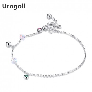 Pure Silver 925 Anklet Fashion Sterling Silver Jewelry Women Anklets S925 Silver Round Beads Link Chains Anklets Girls Jewellery