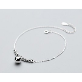 100% Authentic Real. 925 Sterling Silver Fine Jewelry Bigger amp;Small Lucky Round Beads Charms Anklet Bracelet GTLS696