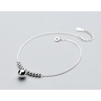 100% Authentic Real. 925 Sterling Silver Fine Jewelry Bigger amp;Small Lucky Round Beads Charms Anklet Bracelet GTLS696
