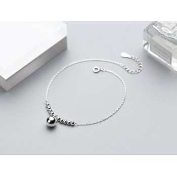 100% Authentic Real. 925 Sterling Silver Fine Jewelry Bigger amp;Small Lucky Round Beads Charms Anklet Bracelet GTLS696