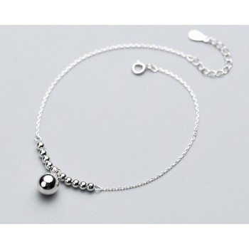 100% Authentic Real. 925 Sterling Silver Fine Jewelry Bigger amp;Small Lucky Round Beads Charms Anklet Bracelet GTLS696
