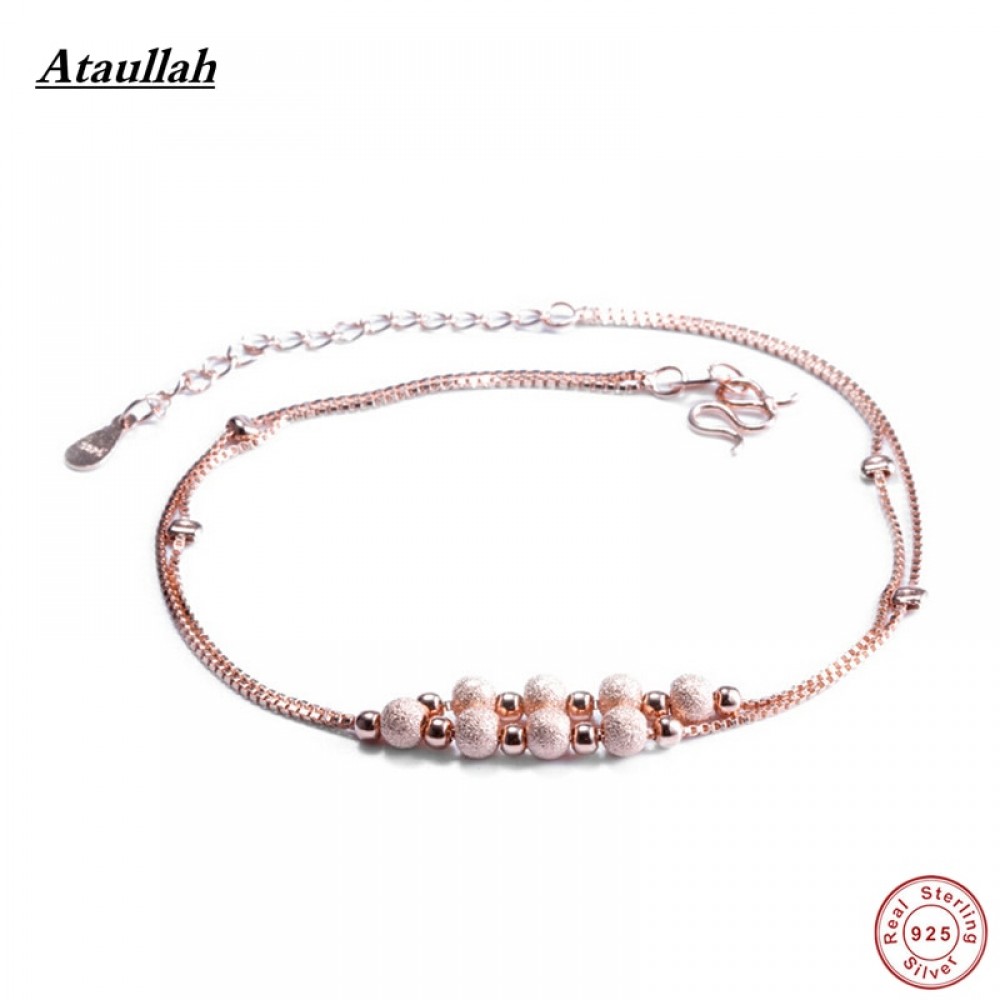 Ataullah Women 925 Sterling Silver Anklets Foot Jewelry Barefoot Sandals Anklets Pulseras Tobilleras Mujer 925 Silver AWS107