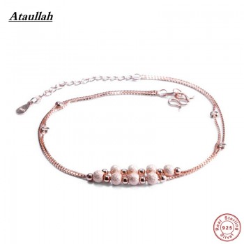 Ataullah Women 925 Sterling Silver Anklets Foot Jewelry Barefoot Sandals Anklets Pulseras Tobilleras Mujer 925 Silver AWS107