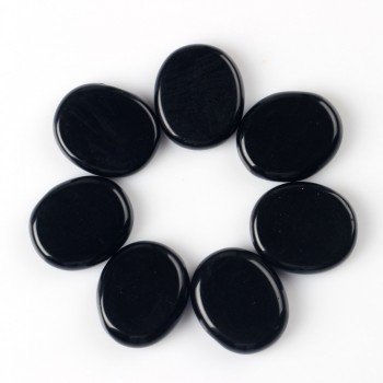7pcs/lot Natural Black Obsidian And Mineral Quartz Palm Stone Clear Crystal Reiki Healing Quartz Chakra Meditate Life Free Pouch