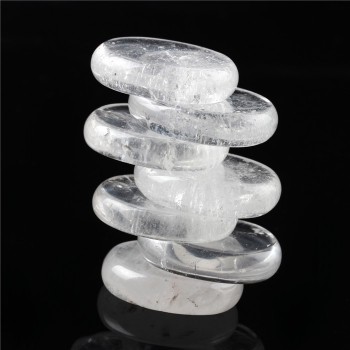 7pcs/lot Natural Black Obsidian And Mineral Quartz Palm Stone Clear Crystal Reiki Healing Quartz Chakra Meditate Life Free Pouch