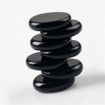7pcs/lot Natural Black Obsidian And Mineral Quartz Palm Stone Clear Crystal Reiki Healing Quartz Chakra Meditate Life Free Pouch
