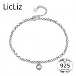 LicLiz 100% Pure 925 Silver Strand Beads Chain Bracelet Anklets For Women Foot Adjustable Anklet Charms Heart Bracelets LA0004