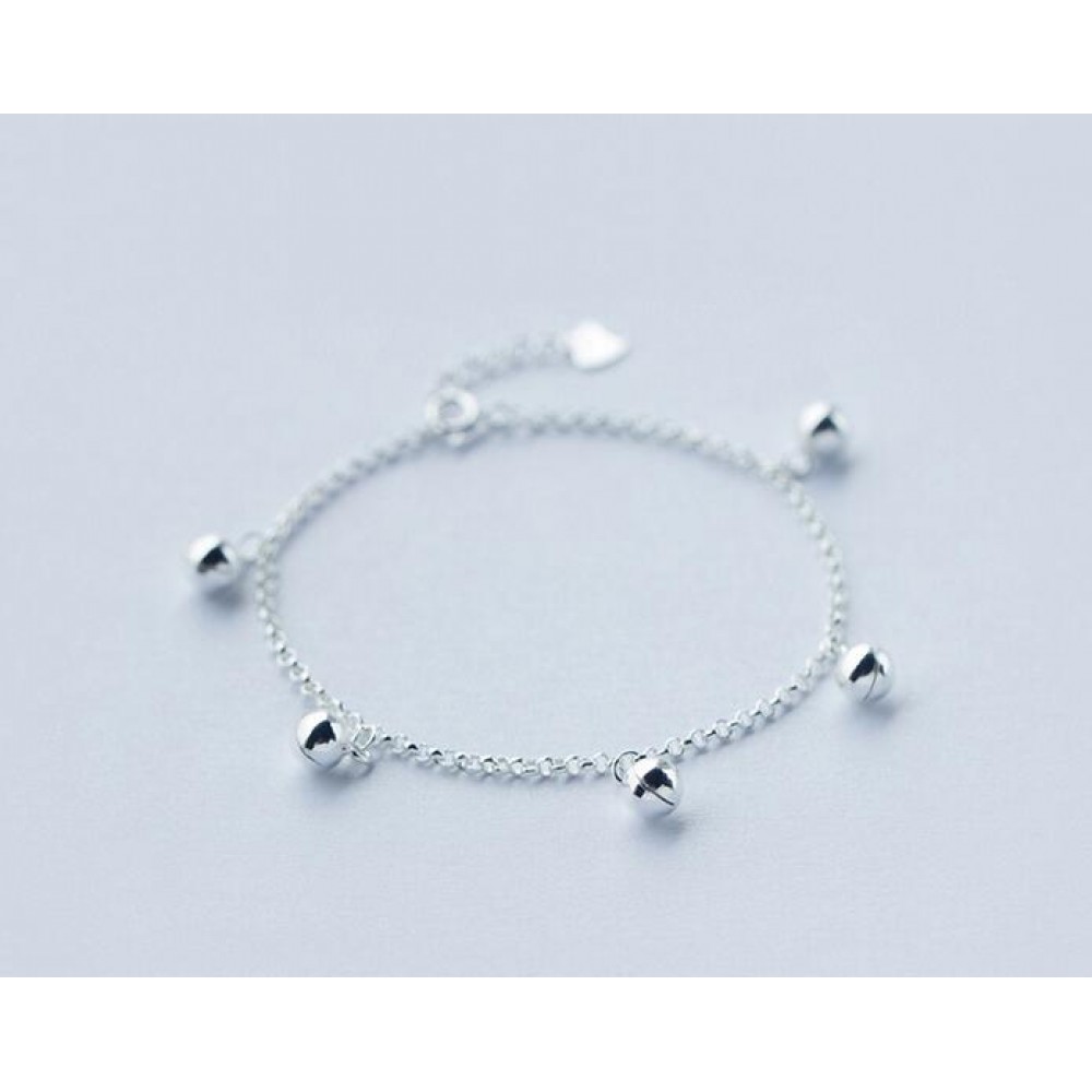 Authentic 925 Sterling Silver Jewelry mUSICAL Chime Sounds/ Jingle Bell Anklet Bracelet Charms Fine Jewelry S394
