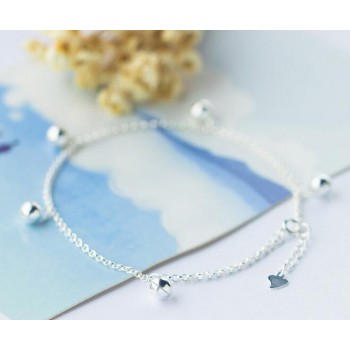 Authentic 925 Sterling Silver Jewelry mUSICAL Chime Sounds/ Jingle Bell Anklet Bracelet Charms Fine Jewelry S394
