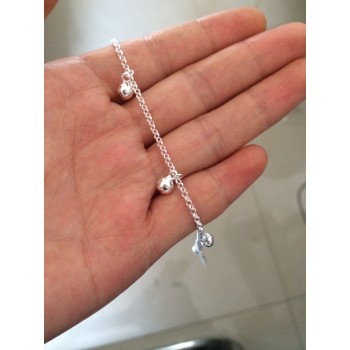 Authentic 925 Sterling Silver Jewelry mUSICAL Chime Sounds/ Jingle Bell Anklet Bracelet Charms Fine Jewelry S394