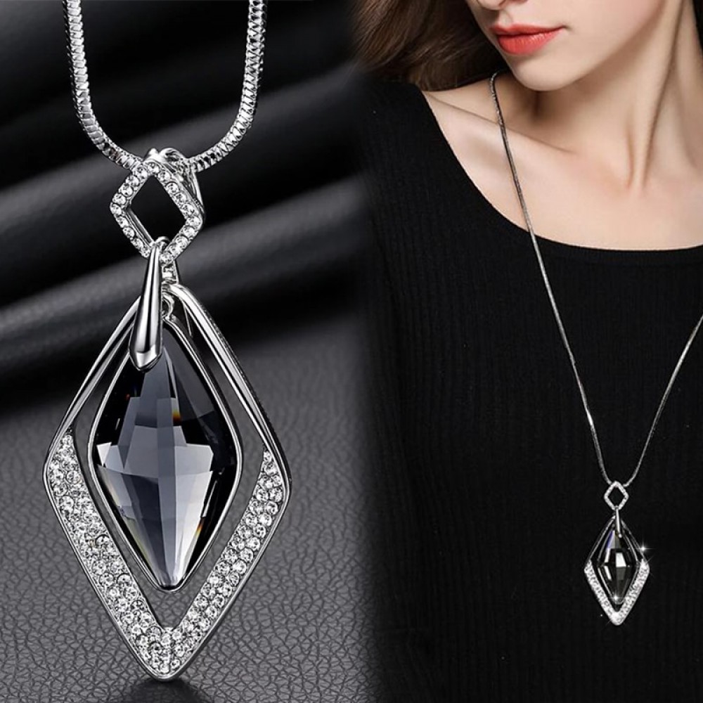 Meyfflin Long Necklaces amp; Pendants for Women Collier Femme Geometric Statement Colar Maxi Fashion Crystal Jewelry Bijoux 2019
