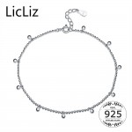 LicLiz Silver Strand Beads Ball Anklet Ball Chain Foot Bracelet Women 925 Sterling Charms Ankle Beach Sandal Fine Jewelry LA0007