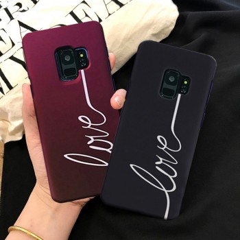 Cute Clear Couples Love Heart Black Pink Red Case For Samsung Galaxy S8 S9 Plus S8Plus S9Plus Case Cover Hard PC Girl Men Case