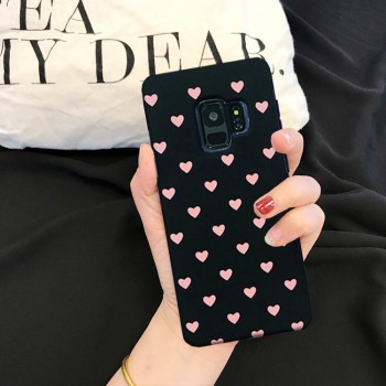 Cute Clear Couples Love Heart Black Pink Red Case For Samsung Galaxy S8 S9 Plus S8Plus S9Plus Case Cover Hard PC Girl Men Case
