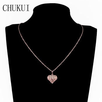 CHUKUI Stainless Steel Hollow Heart Necklace amp; Pendant Rhodium / Gold Chain Heart Pendant Necklace For Women Girl