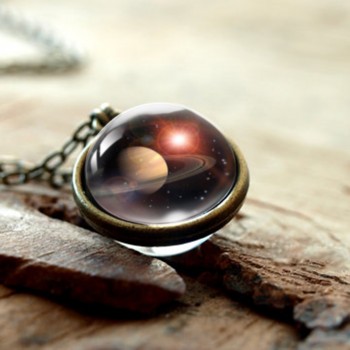 2019 New Nebula Galaxy Double Sided Pendant Necklace Universe Planet Jewelry Glass Art Picture Handmade Statement Necklace