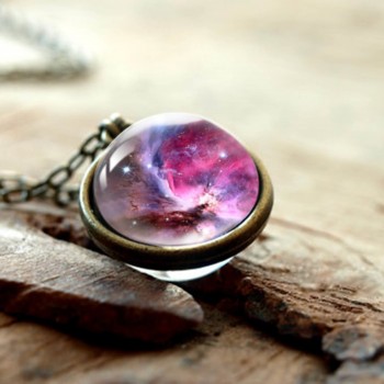 2019 New Nebula Galaxy Double Sided Pendant Necklace Universe Planet Jewelry Glass Art Picture Handmade Statement Necklace