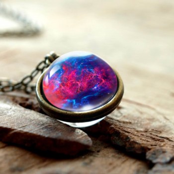 2019 New Nebula Galaxy Double Sided Pendant Necklace Universe Planet Jewelry Glass Art Picture Handmade Statement Necklace