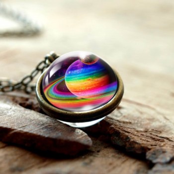2019 New Nebula Galaxy Double Sided Pendant Necklace Universe Planet Jewelry Glass Art Picture Handmade Statement Necklace