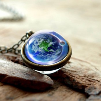 2019 New Nebula Galaxy Double Sided Pendant Necklace Universe Planet Jewelry Glass Art Picture Handmade Statement Necklace