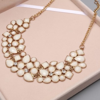 MINHIN New Popular 8 Colors Multicolor Big Pendant Clavicle Chain Necklace Womens Delicate Banquet Jewelry