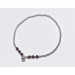 100% Real. 925 Sterling Silver Jewelry Natural Garnet Stone amp; Round Balls Bell Anklet Bracelet Adjustable GTLS443