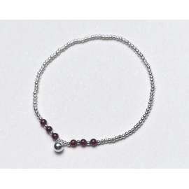 100% Real. 925 Sterling Silver Jewelry Natural Garnet Stone amp; Round Balls Bell Anklet Bracelet Adjustable GTLS443