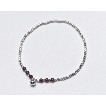 100% Real. 925 Sterling Silver Jewelry Natural Garnet Stone amp; Round Balls Bell Anklet Bracelet Adjustable GTLS443