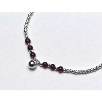 100% Real. 925 Sterling Silver Jewelry Natural Garnet Stone amp; Round Balls Bell Anklet Bracelet Adjustable GTLS443
