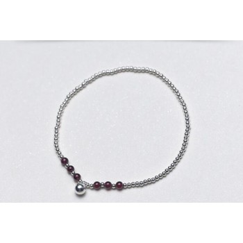 100% Real. 925 Sterling Silver Jewelry Natural Garnet Stone amp; Round Balls Bell Anklet Bracelet Adjustable GTLS443